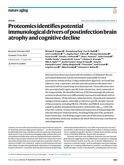 Preview of Proteomics identifies potential immunological drivers of postinfection brain atrophy and cognitive decline