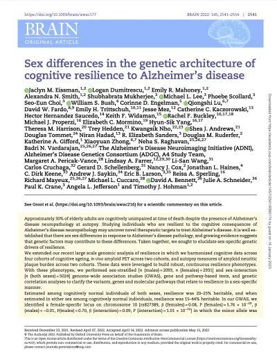 Preview of Sex differences in the genetic architecture of cognitive resilience to Alzheimer’s disease