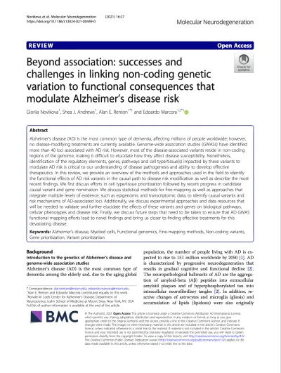 Preview of Beyond association: successes and challenges in linking non-coding genetic variation to functional consequences that modulate Alzheimer’s disease risk