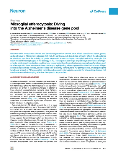 Preview of Microglial efferocytosis: Diving into the Alzheimer’s disease gene pool